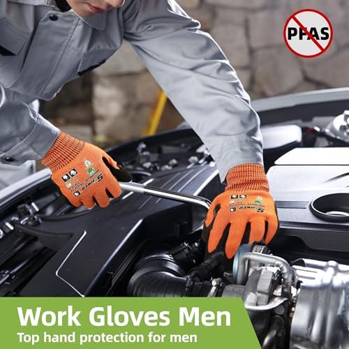 Schwer ProGuard Highest Level Cut Resistant Work Gloves PR3326 for Extreme Protection, ANSI A9 Cut Gloves with Reinforced Thumb, Non Slip, Durable, Touch-screen, Orange 2 Pairs（M）