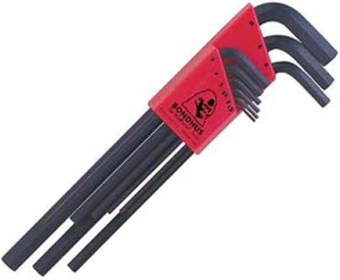 Bondhus 12199 Hex Tip Key L-wrench Set with ProGuard Finish, 1.5mm - 10mm, 9 Piece , Black