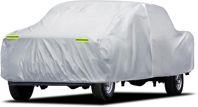 Truck Cover Waterproof All Weather, 6 Layers Pickup Cover Fit for Ford F250/F350, Chevrolet Silverado, Gmc Sierra, Ram 2500 (T5 Fit Truck Length Up to 266 inch), Silver