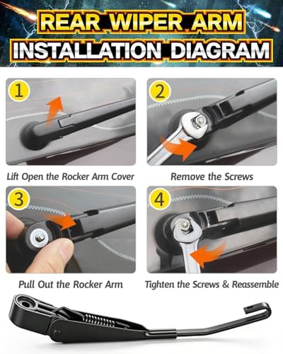 Rear Wiper Arm Blade Assembly, Replacement for Honda CR-V 2012-2016 SUV | Back Windshield Wiper Blade Arm Set, With Rear Window Wiper Arm Nut Cap Cover Accessories – OEM-Style Precision