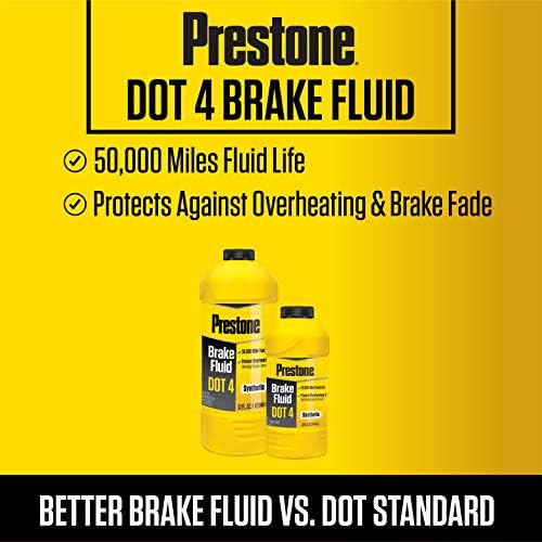 Prestone AS800Y-6PK DOT 4 Brake Fluid, Synthetic, High Grade, 50,000 Mile, 12 oz., (Pack of 6)