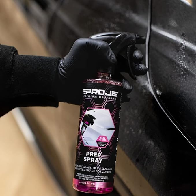 Prep Spray - Surface Prep Before Ceramic Coating - Removes Polishes & Oils - Anti Static Formula - PH Neutral Panel Wipe - Safe on All Surfaces - 16 Fl Oz by Proje Premium Car Care