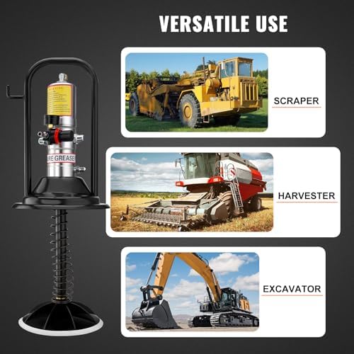VEVOR Grease Pump, Air Operated Grease Pump with 13 ft High Pressure Hose and Grease Gun, Pneumatic Grease Pump with Barrel Cap, Portable Lubrication Grease Pump 360° Gun Head