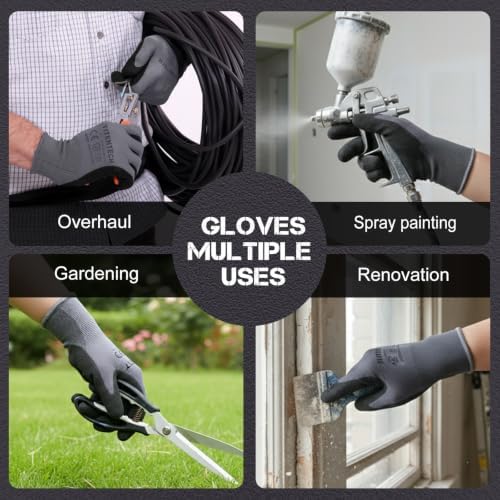 Safety Work Gloves MicroFoam Nitrile Coated 12 Pairs, One Size
