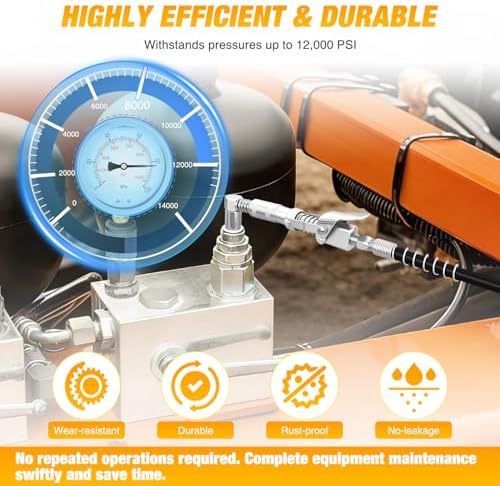 GOOACC Grease Gun Coupler Set Quick Locking Grease Coupler 90 Degree Grease Tips 12" Spring Flexible Hose & Cleaning Tool Compatible with 1/8" NPT Grease Gun Fitting & SAE Metric Zerk Fittings 4 PCS