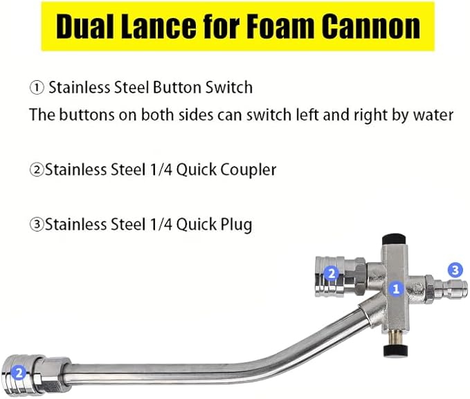 Foam Cannon Dual-Connector Accessory, Pressure Washer Double Tip Attachment for Foam Cannon, Pressure Washer Accessories with 1/4" Quick Connect for Car Wash, 5 Sprayer Tips #035, Nozzle Holder