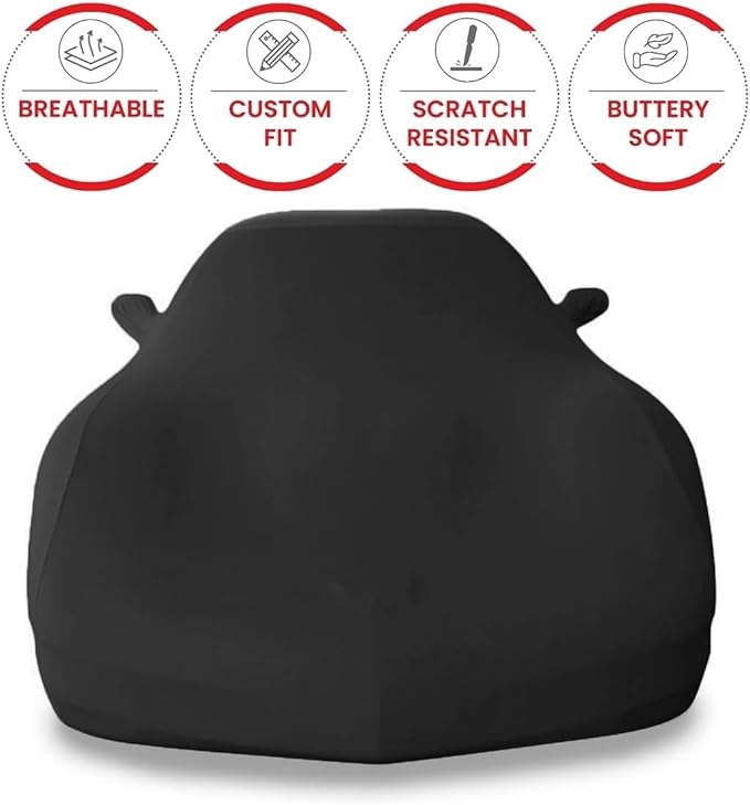C5 Corvette Indoor Car Cover - Custom Fit Ultraguard Stretch Satin - The Ultimate High End Fit with Storage Bag for 1997-2004 C5, Z06, Convertible, Hardtop Corvettes (Black)