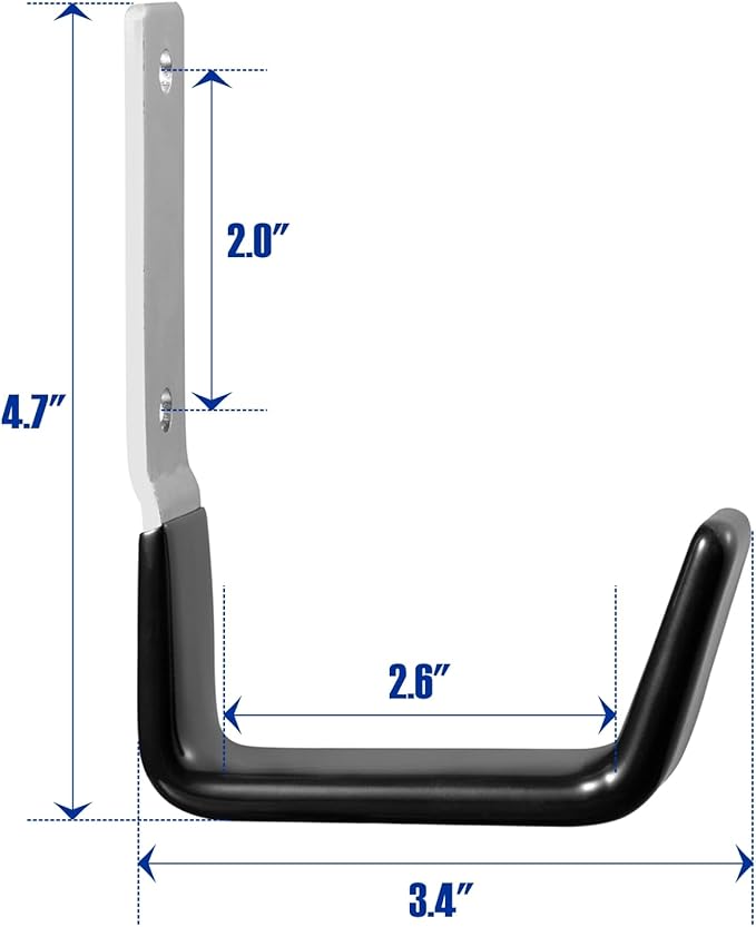 GeeWatom Heavy Duty Steel Garage Hooks,Garage Storage Utility Hooks,Anti-Slip Hanger, Tool Organizer,Steel Wall Mount Organizer, Garden Hose Hanger (Small-4PC)