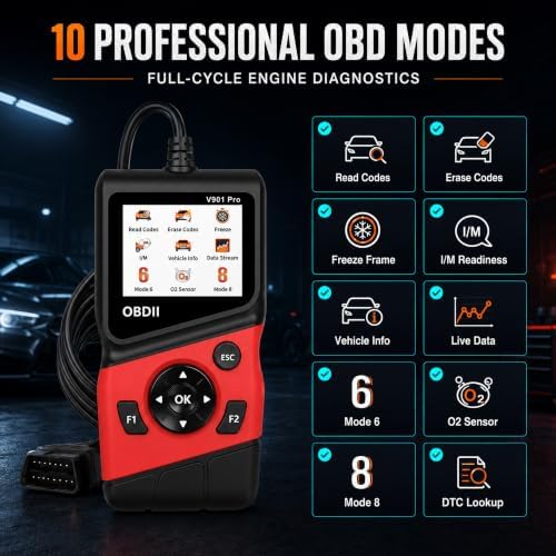 2-in-1 OBD2 Scanner with 12V Battery Tester Car Repair Diagnostic Tool