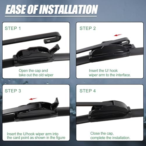 Wiper Blades for 2020 Highlander 2012-2014 Prius V/Outback More, Windshield Wiper Blades Replacement 26"+18" (Set of 2) U/J HOOK, Double Sided Rubber Strips and Longer Life