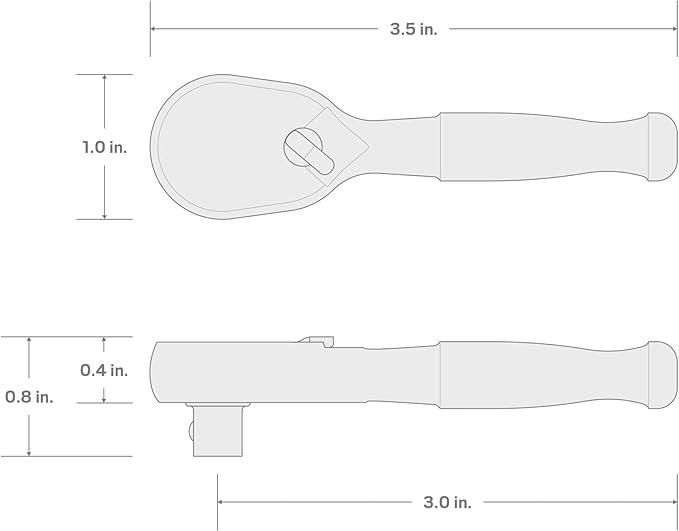 TEKTON 1/4 Inch Drive x 3 Inch Stubby Ratchet | SRH01003