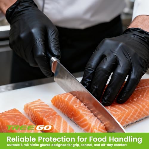 TREEGO Black Nitrile Gloves Large, 6 Mil Disposable Gloves, 1000 Count