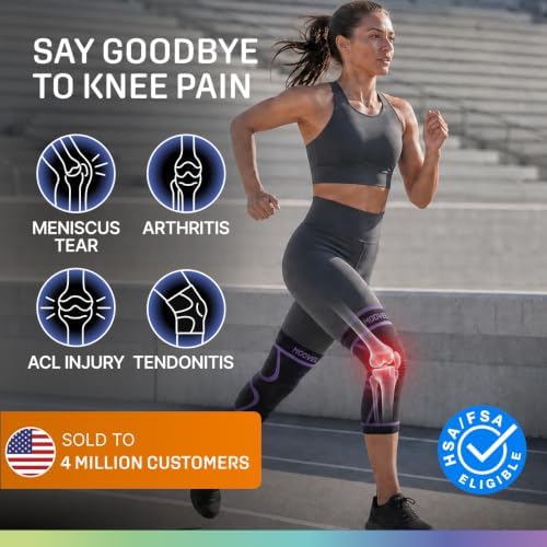 Modvel 2 Pack Knee Brace for Women - Knee Support for Walking, Knee Compression Sleeves for Pain Relief, Knee Sleeves for Women, Knee Brace for Sports, Workouts & Arthritis
