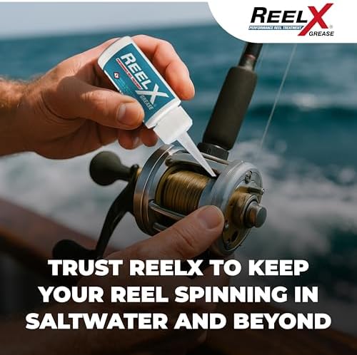 ReelX Fishing Reel Grease, Marine-Grade Anti-Rust Lubricant for Bearings, Spinning, Baitcasting, Spincast, Fly, Trolling & Electric Reels, Corrosion Prevention & Control, 1 oz with Applicator Tip