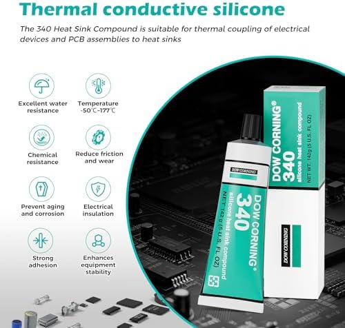 Dow Corning 340 Silicone Heat Sink Compound 142g (5oz) Thermal Conductive Silicone Grease IGBT Heat Dissipation Paste for Electrical Devices PCB Assemblies and Computer CPU Non Flowing