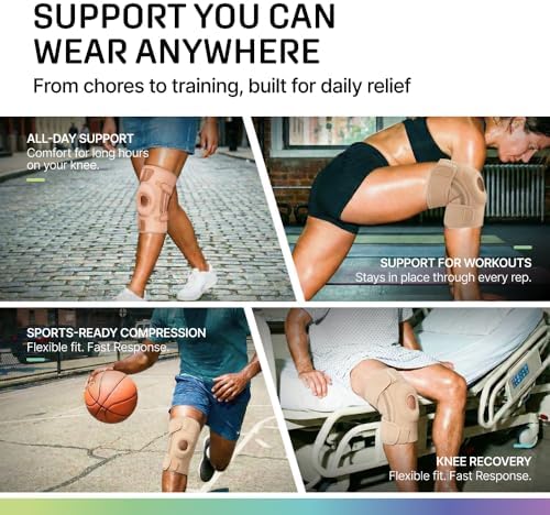 Modvel Knee Brace with Side Stabilizers & Patella Gel Pads for Pain Relief and Joint Support Breathable, Non-Slip Compression Sleeve for Men & Women, Arthritis, Meniscus, ACL Recovery