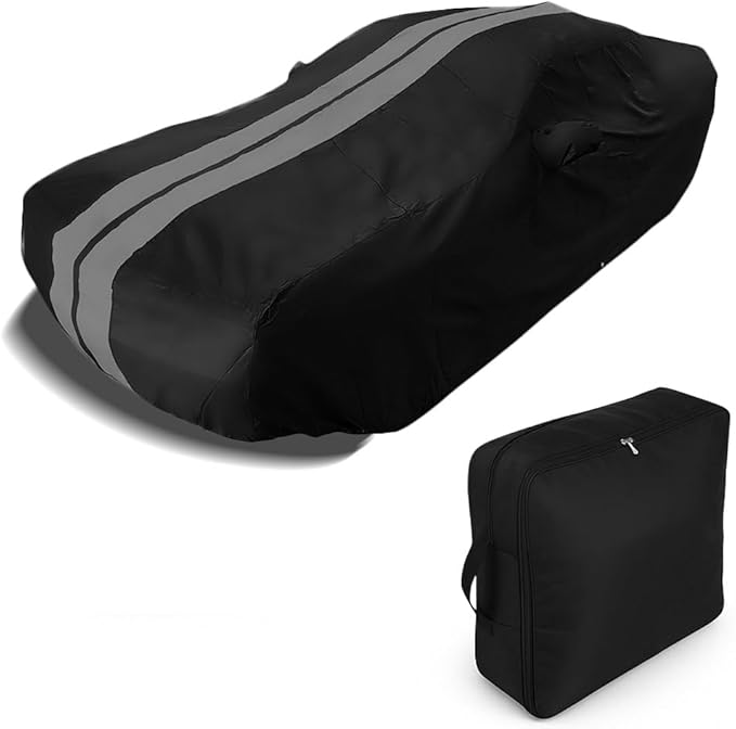 SR1 USA Car Cover for Dodge Challenger 2008–2026 – Custom Fit All Weather, Waterproof, UV Protection, 300D Ultraguard Plus, Indoor Outdoor - SXT, GT, R/T, Scat Pack, Hellcat, Widebody (Black/Gray)