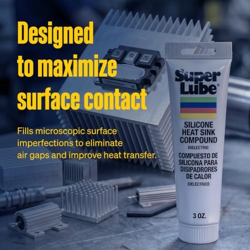 Super Lube Silicone Heat Sink Compound - Thermally Conductive for Heat Transfer - High Dielectric Strength Thermal Compound - Ideal for Electrical Devices & Components - White - Tube - 3 oz (98003)
