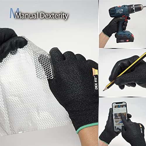 DEX FIT Level 5 Cut Resistant Gloves Cru553 Prime - 3D-Comfort Fit, Firm Grip, Thin & Lightweight, Touchscreen Compatible, Durable, Breathable, Machine Washable; Black XL (10) 1 Pair