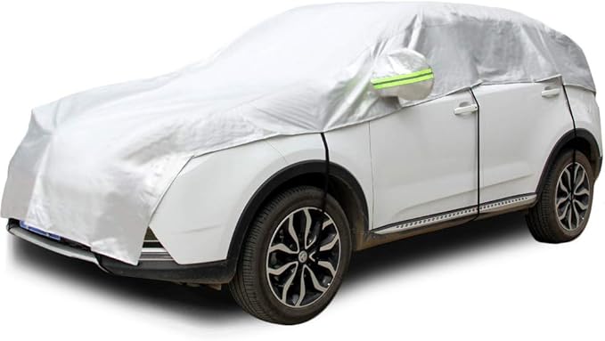 Half Car Cover with Cotton All Weather Car Body Cover for Sunshade Cover Snow Cover Waterproof Snowproof Universal (Fit SUV Length 174'' to 188'')