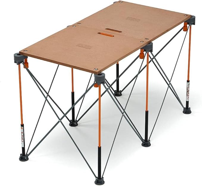 BORA Centipede Folding Table Top for Bora Centipede Work Stand Saw Horses - 24 Inch x 48 Inch - Includes Wood Top + 6 Quick-Twist Locks for a Portable, Quick Setup Work Table or Workbench, CT22N Brown
