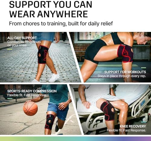 Modvel Knee Brace with Side Stabilizers & Patella Gel Pads for Pain Relief and Joint Support Breathable, Non-Slip Compression Sleeve for Men & Women, Arthritis, Meniscus, ACL Recovery