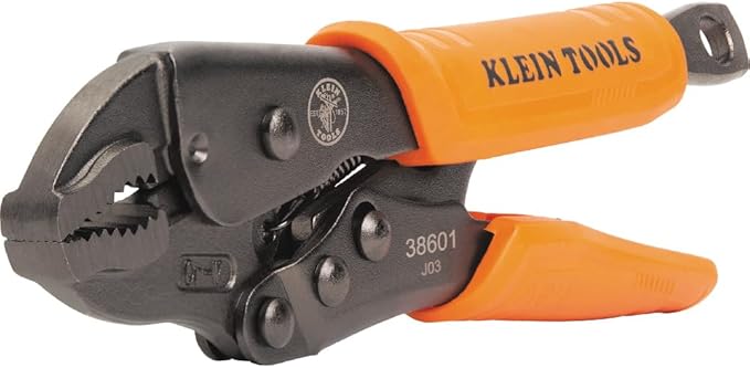 Klein Tools 38601 Curved Jaw Locking Pliers with Quick Release Handles, Intuitive Thumb Knob, High Torque, Mole Grips for Clamping and Gripping, 7-Inch