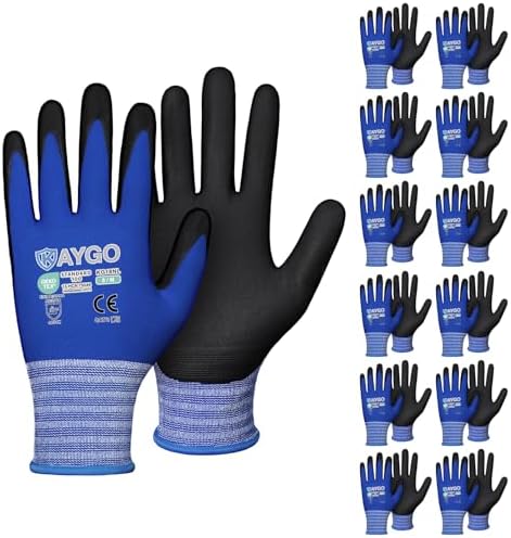 KAYGO Safety Work Gloves, MicroFoam Nitrile Coated, Men Women,KG18N