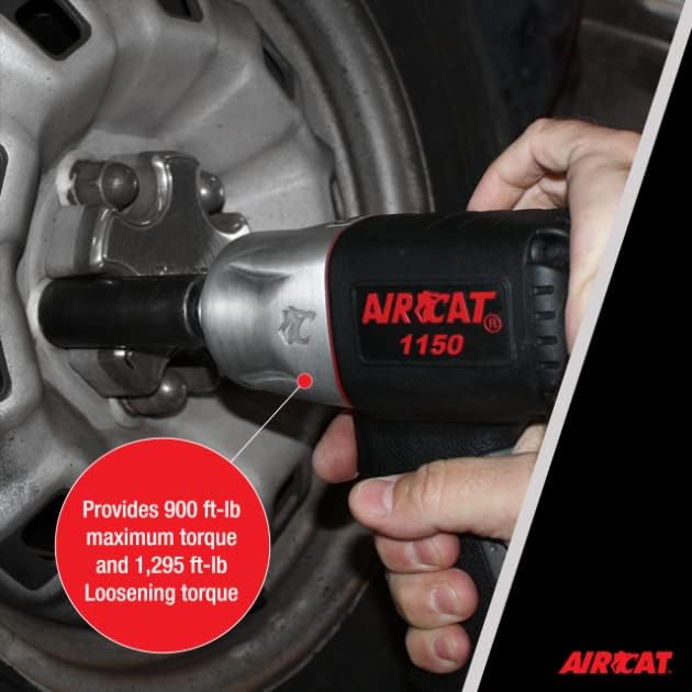 AIRCAT 1150-C 1/2-Inch Composite Impact Wrench with Coupler Set - Heavy-Duty Power Tool for Automotive Applications - Twin Hammer Mechanism - 900 ft-lb Max Torque - Quiet Operation - Low Weight