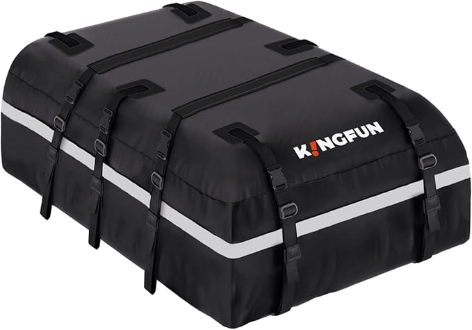 Car Rooftop Cargo Carrier Bag, Waterproof 20 Cubic Feet Car Roof Luggage Carrier for All Vechicles with/Without Racks, Includes Anti-Slip Mat, 8 Reinforced Straps, 6 Door Hooks, Luggage Locks (Black)