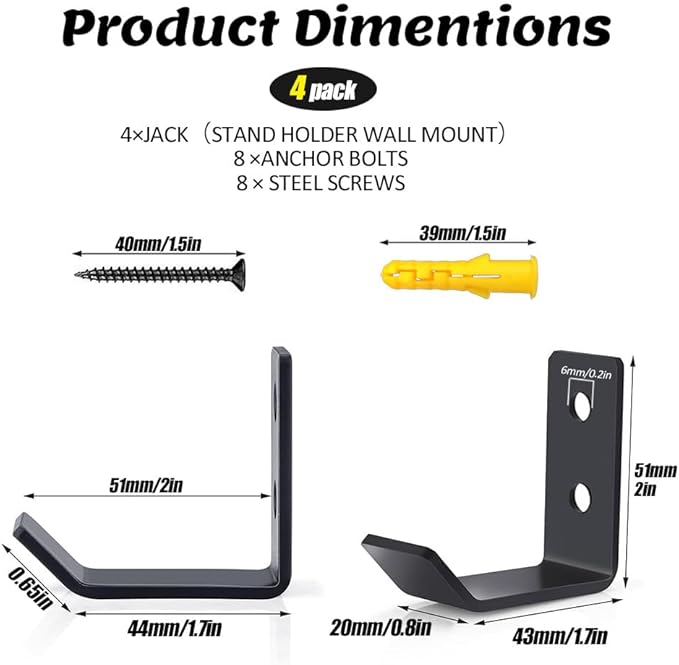 Jack Stand Wall Mount Organizer, Car Jack Stands Wall Hooks, Heavy Duty Stainless Steel Holder Hook, Universal Jack Stands Garage Accessories Fits 2 & 3 & 4 & 5 & 6 Ton Jack Stands