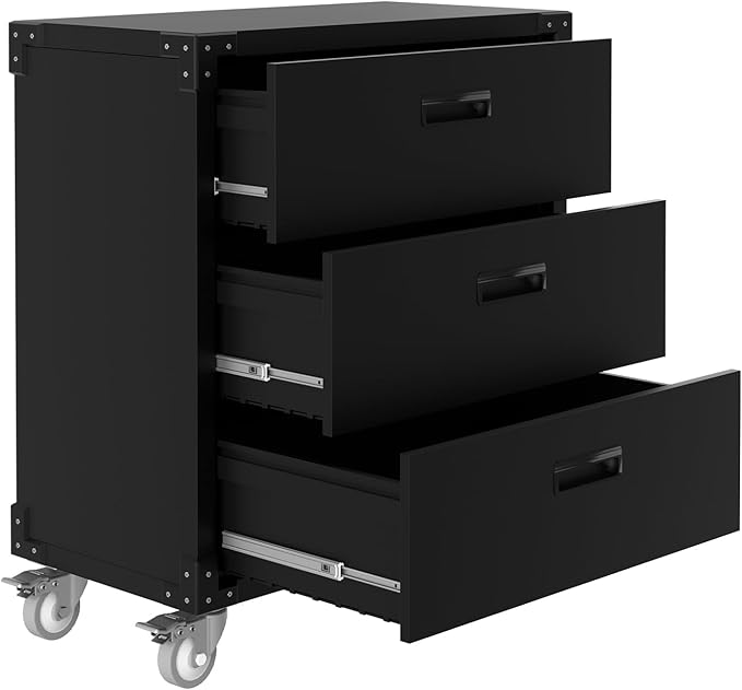 3 Drawer Rolling Tool Cabinet Heavy Duty Garage Storage On Wheels Mobile Metal Cabinet for Warehouse, Basement & Workshop Easy to Assemble