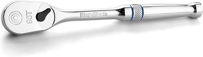 DURATECH 3/8" Drive Ratchet, Dirt Resistance 90-Tooth Ratchet Wrench, Chrome Alloy Made, Fully Polished