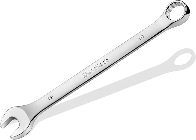 DURATECH 19mm Combination Wrench, Metric, CR-V Constructed with Mirror Polish, 12-Point, 15-Degree Offset
