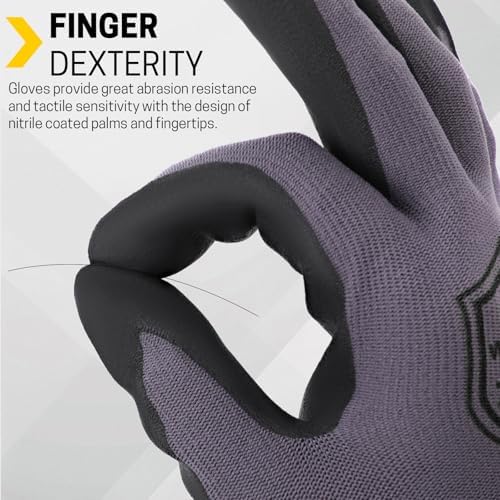 FURWEY Work Gloves, 16/32Pairs Nitrile, Seamless Nylon Knit