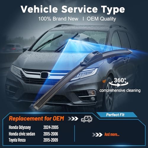 AUTOBOO PLUS 26" + 22" All-Season Windshield Wiper Blades (Pack of 2)