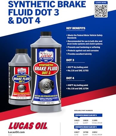 Lucas Oil 10788 Synthetic Brake Fluid DOT 4 - 1 Quart (Pack of 1)