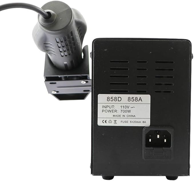 Hot Air Heat Soldering Gun 858D 700W 110V BGA Rework Solder Desoldering Station For SMD Welding Repair Tools Kit (Black 858D SET-3)
