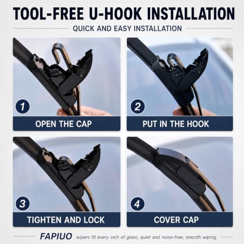 26"+20"+14" Front and Rear Windshield Wiper Blades Replacement for Chrysler Pacifica 2017-2024, Chrysler Voyager 2020-2024, J-Hook/U-Hook (Set of 3)