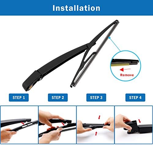 WTI Rear Wiper Arm Blade Set Compatible With Nissan Rogue 2008-2013 / Qashqai 2008-2013 / Juke 2011-2016 Rear Windshield Window Wiper Kits Assembly New Replacement Accessories Parts Fit 28780JM00A