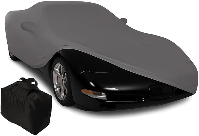 C5 Corvette Indoor Car Cover - Custom Fit Ultraguard Stretch Satin - The Ultimate High End Fit with Storage Bag for 1997-2004 C5, Z06, Convertible, Hardtop Corvettes (Dark Gray)