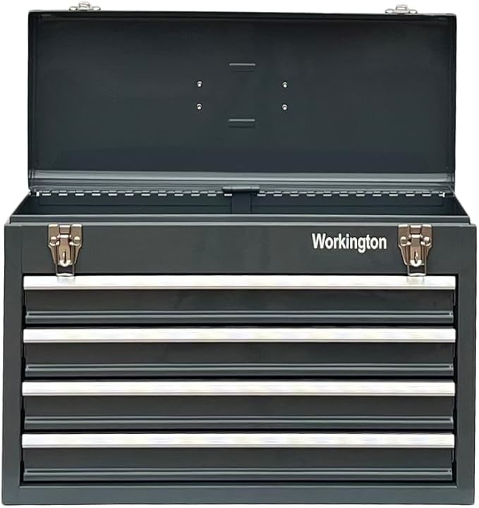 Workington Portable Metal Tool Chest with 4 Drawers, 20" 4-Drawer Tool Chest Cabinet with Ball Bearing Drawer Slides, Steel Tool Storage Box Organizer 4004 Gray