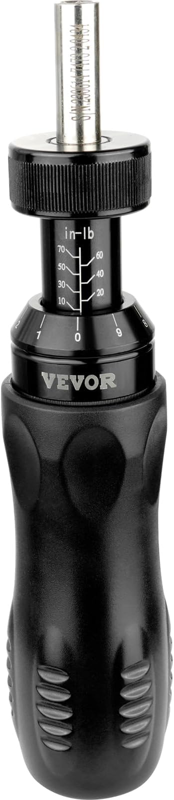 VEVOR Torque Screwdriver, 1/4" Drive Screwdriver Torque Wrench, Electrician Torque Screwdriver with Scale, 10-70 in/lbs Torque Range, 1 in-lbs Torque Increment Torque Screwdriver with Bits & Case