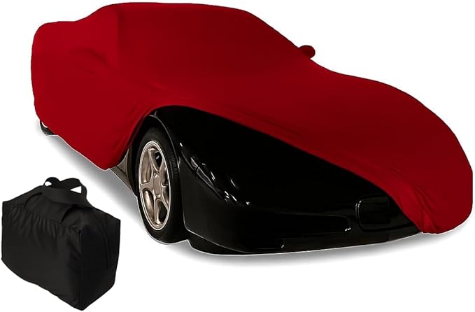 C5 Corvette Indoor Car Cover - Custom Fit Ultraguard Stretch Satin - The Ultimate High End Fit with Storage Bag for 1997-2004 C5, Z06, Convertible, Hardtop Corvettes (Dark Red)