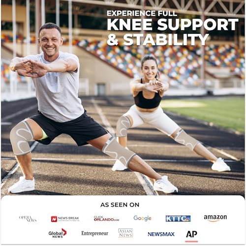 Modvel Compression Knee Brace for Women & Men - 2 Pack Knee Brace for Running Knee Pain, Knee Support Compression Sleeve, Workout Sports Knee Braces for Meniscus Tear ACL & Arthritis Pain Relief