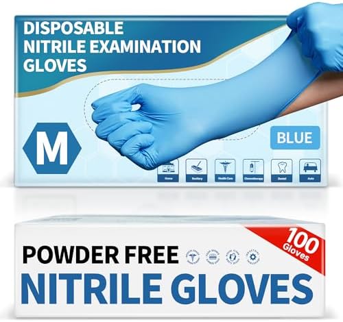 Medguy Medical Blue Nitrile Disposable Exam Gloves 4Mil Latex & Powder-Free