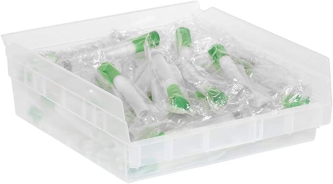 Akro-Mils 30170 Plastic Shelf Bins, Heavy Duty Storage Bins for Garage, Closet, and Drawer Organization, 12-Inch x 11-Inch x 4-Inch, Clear, 12-Pack