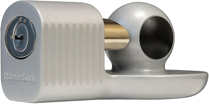 Master Lock Silver Trailer Hitch Lock, Trailer Tongue Lock for RV, Horse Trailer, or Utility Tool Trailer, 377DAT