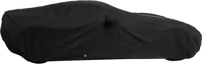 SR1 Performance USA C7 Corvette Car Cover - Custom Fit Indoor/Outdoor UV & Rain Protection - Ultraguard 300 Denier High End for 2014-2019 Stingray, Z51, Z06, Grand Sport (Black with Gray Stripes)