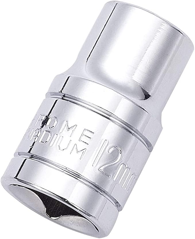 Utoolmart 1/2-Inch Drive 12mm 6-Point Shallow Socket, Metric, Cr-V Chrome-vanadium 1 Pcs